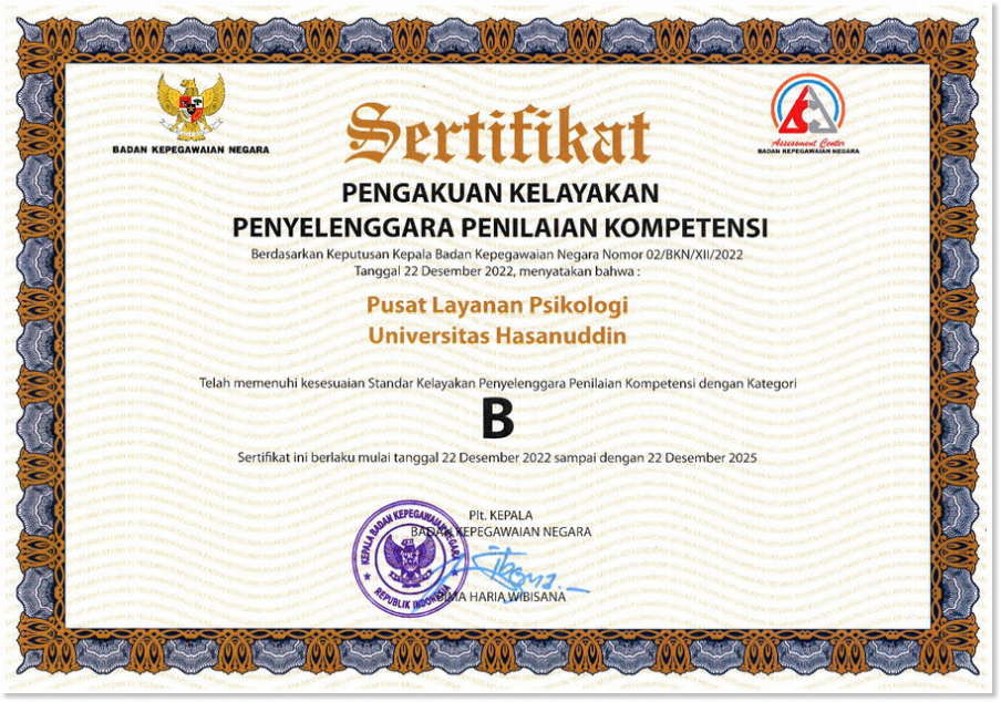 Sertifikat Akreditasi PLP UNHAS